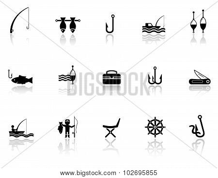 fishing icons set
