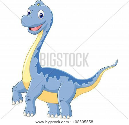 Cartoon dinosaur brachiosaurus on white background