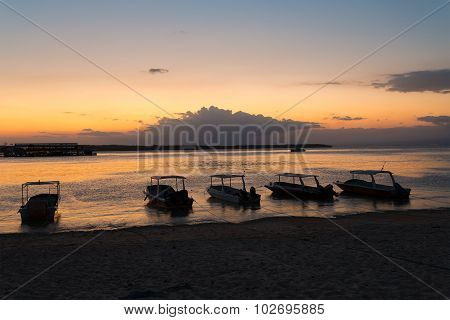 Nusa Penida, Bali Beach With Dramatic Sky And Sunset