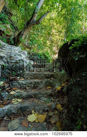 Stone Staircase Leading On Tembeling Pool