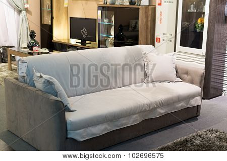 MOSCOW, RUSSIA - 24.09.2015. The interior of  shop Hoff - one of the largest Russian furniture netwo