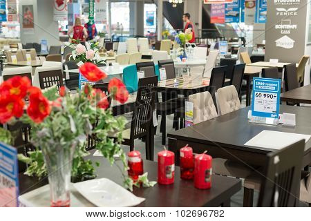 MOSCOW, RUSSIA - 24.09.2015. The interior of  shop Hoff - one of the largest Russian furniture netwo