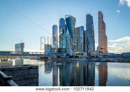 Moscow, Russia - August 31, 2015: The Moscow International Business Center in Moscow. MIBC is one of the largest construction projects in Europe
