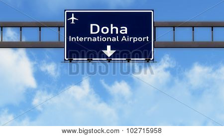Doha Quatar Airport Highway Road Sign