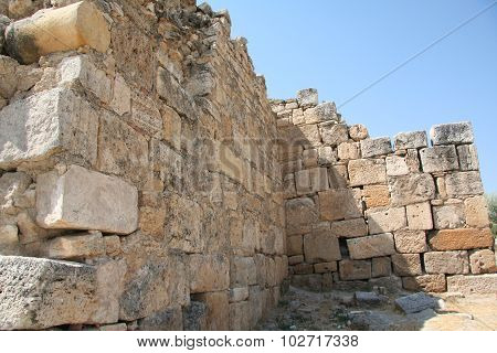 Ancient ruins in Hierapolis, Pamukkale, Turkey.