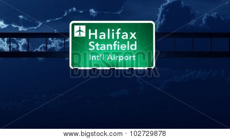 Halifax Stanfield Canada Airport Highway Road Sign At Night