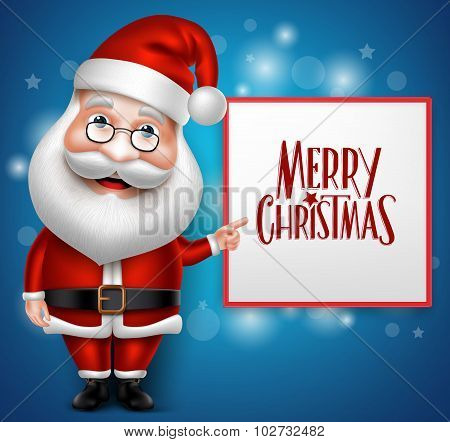 3D Realistic Santa Claus Cartoon Character Showing  Merry Christmas