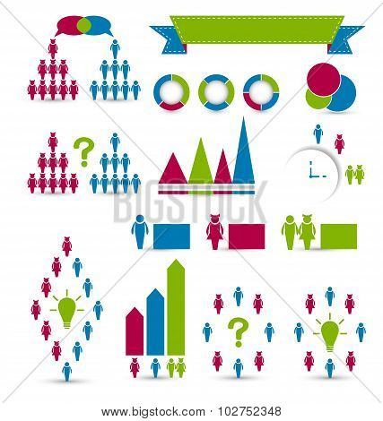 Set human infographic design elements