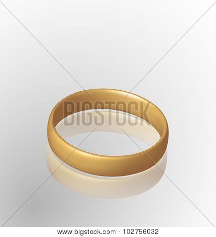 Jewelry golden ring with reflection