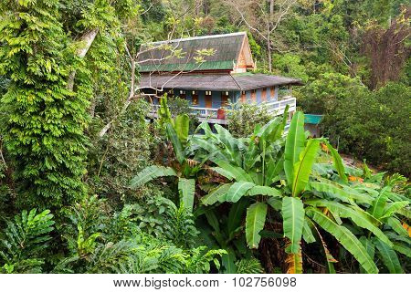 Buddhist home dormitory in jungle, temple of Wat Tham Pha Plong, Chiang Dao, Thailand