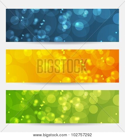 Set of abstract backgrounds with bokeh effect