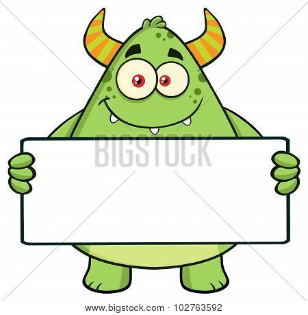 Smiling Horned Green Monster