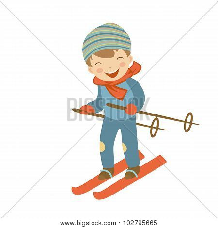 Cute little boy skiing