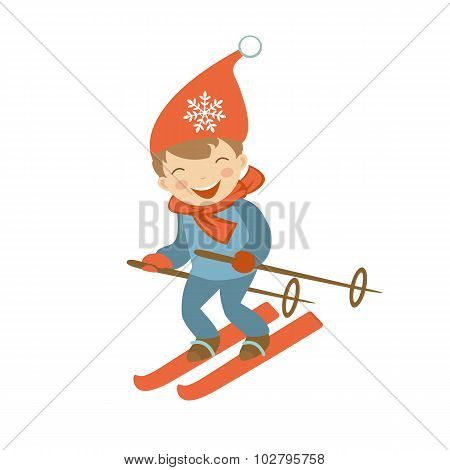 Cute little boy skiing