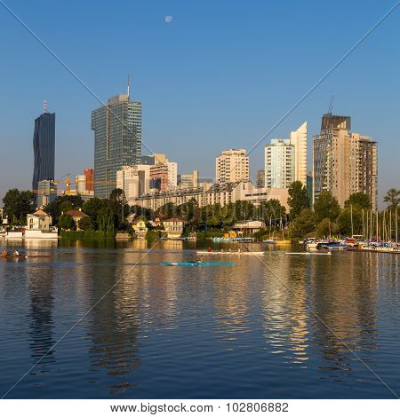 Buildings And The Danube In Vienna In The Morning