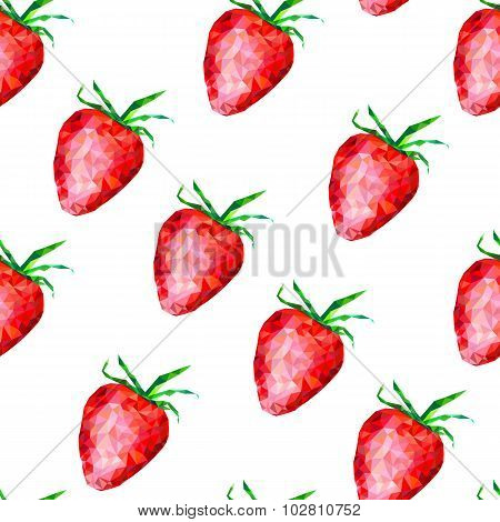 Seamless Pattern With Polygonal Strawberries