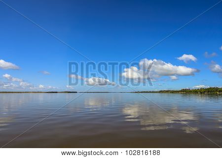 The surface of the lake.