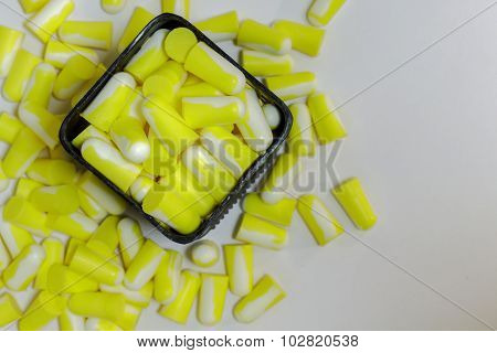 Select Focus Ear Plug,basket On White Background.