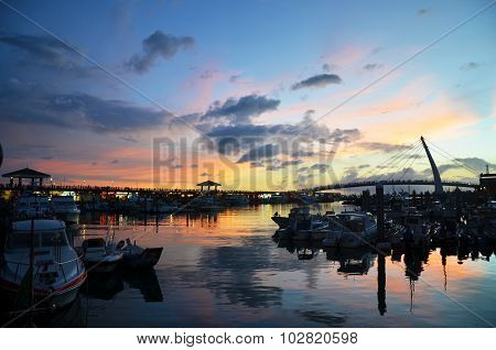 The beautiful sunset of Little Town of Tanshui