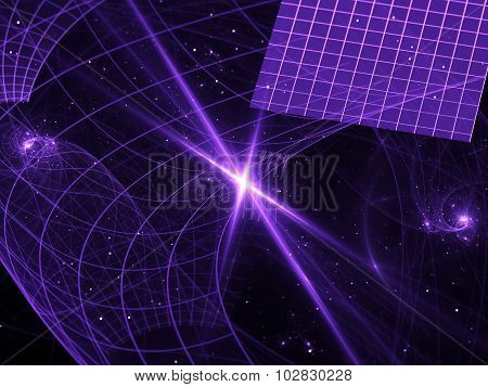 Abstract computer-generated purple on black tech background