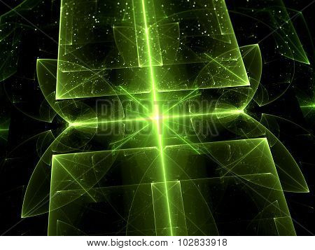 Abstract Computer-generated Image Green Glass On A Black Background