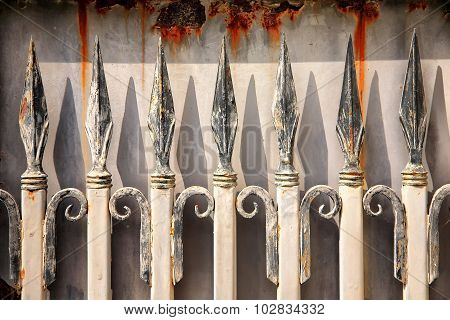 Rusty Wrought Iron Fence