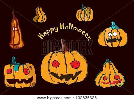 vector set of funny pumpkins for Halloween design