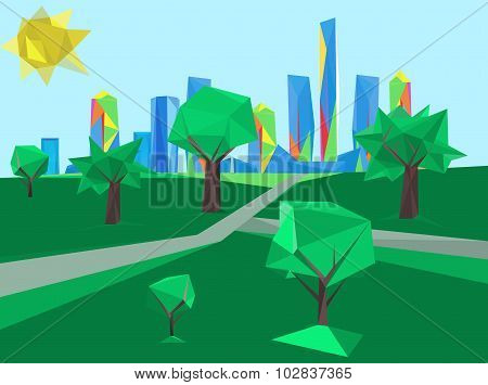 polygonal cityscape park