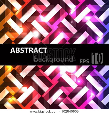 Abstract geometric disco glowing of background. Vector illustration