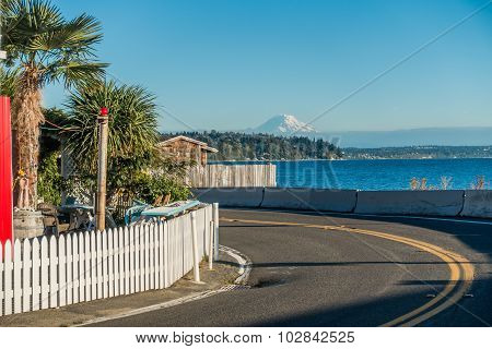 Curve And Mount Rainier