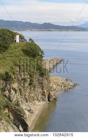 Secluded beach .