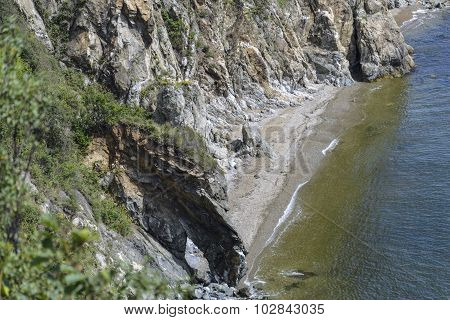 Secluded beach .