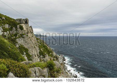 Steep coast.