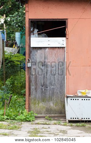 Rustic wooden door on barn