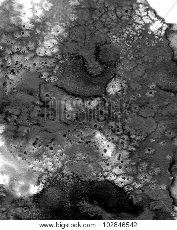 Monochrome Black Painted Texture, Watercolor Abstract