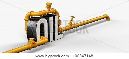 Oil pipelines over white background, 3D illustration