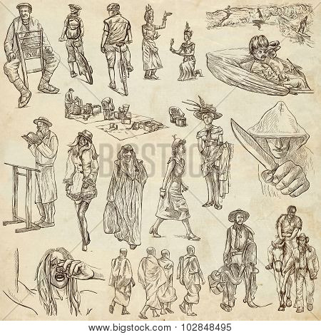 An Hand Drawn Pack, Line Art - People