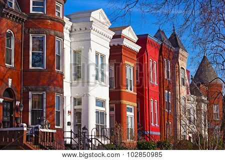 Row houses of Mount Vernon Square in Washington DC,USA