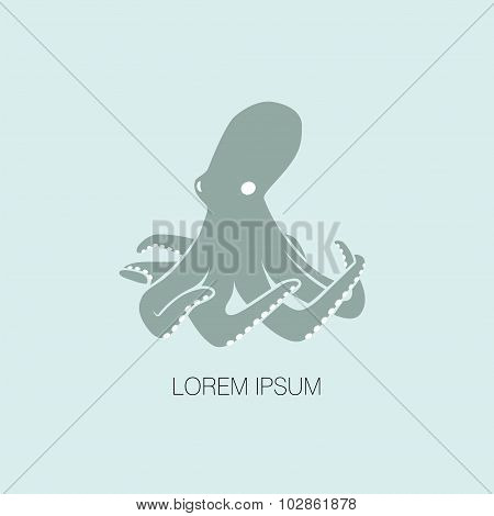 Vector Illustration Of Green Octopus.