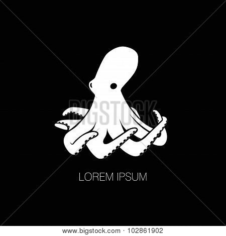Vector Illustration Of White Octopus.