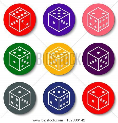 White Casino Dice On A Colorful Background