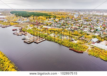 Aerial view on Tyumen Repair Yard. Tyumen. Russia