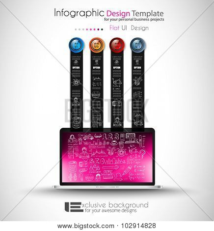 Clean Infographic Layout Template for data and information analysis with a number of solutions available. Ideal for product presentation, item ranking, ideas evaluation and so on.