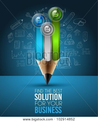 Best Business Solution Infographic Layout Template for data and information analysis with a number of solutions available. Ideal for product presentation, item ranking, ideas evaluation and so on.
