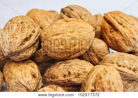 Lots of healthy walnuts in shells