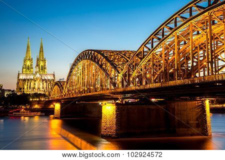 Cologne Cathedral and Hohenzollern Bridge, Cologne, Germany