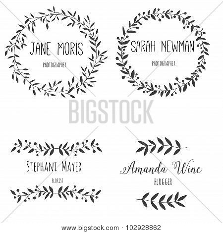 Set hand drawn logo. Nature design allements