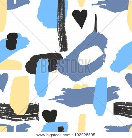 Saemless pattern freehand elements with ink. Vector. Isolated. Pastel color