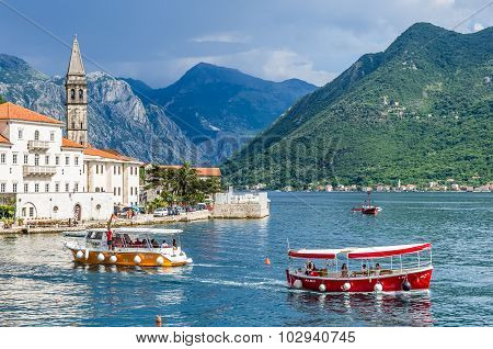 View On Boats And Perast City