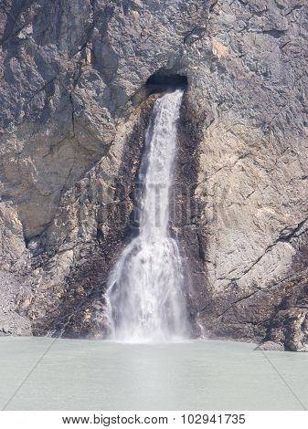 Waterfall At Lake Dix - Dam Grand Dixence - Switzerland